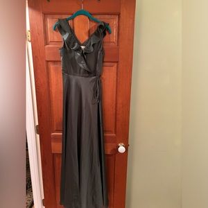 BHLDN green satin long dress size 6